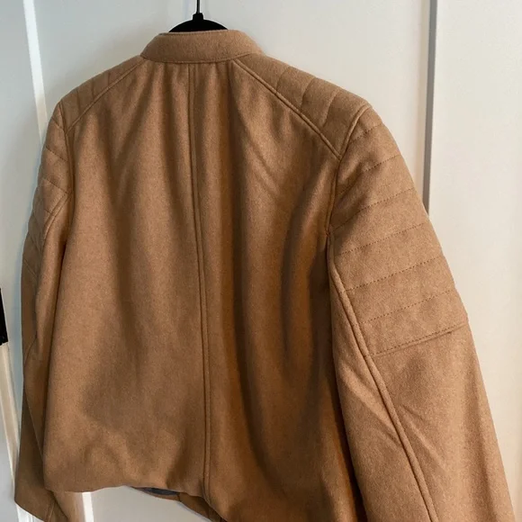 Sold eb GAP Brown Camel Quilted Sleeve Wool Blend Zip Moto Jacket - Picture 5 of 13